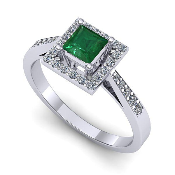 Inel din aur alb cu smarald