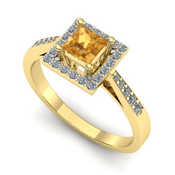 Inel de logodna din aur galben cu citrin