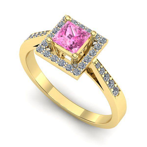 Inel din aur galben cu safir roz