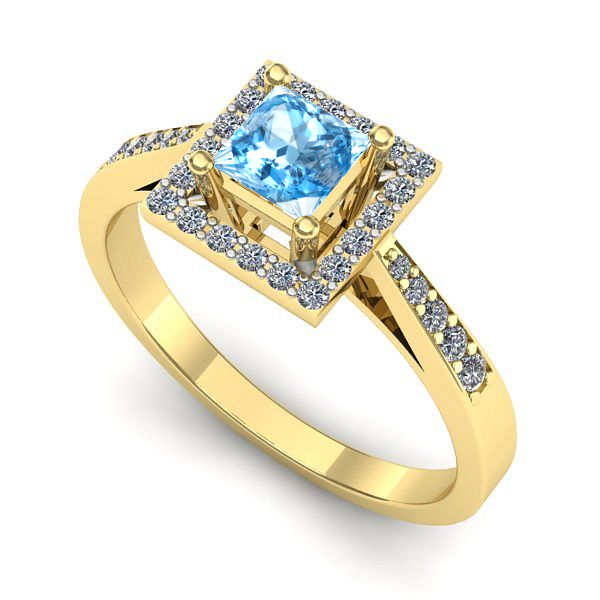 Inel din aur galben cu topaz blue