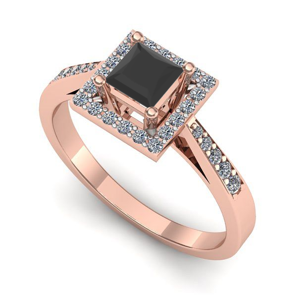 Inel din aur roz cu diamant negru