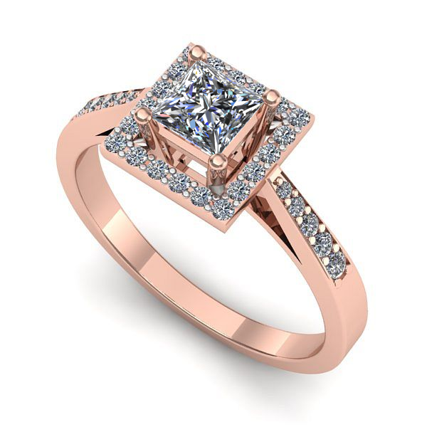 Inel logodna din aur roz cu safir alb