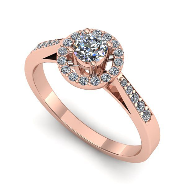 Inel logodna din aur roz cu diamant