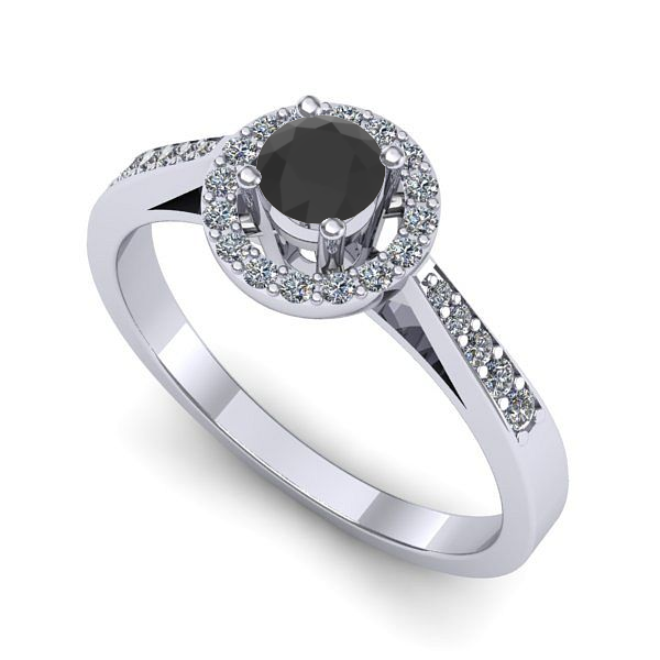 Inel de logodna din aur alb cu diamant negru