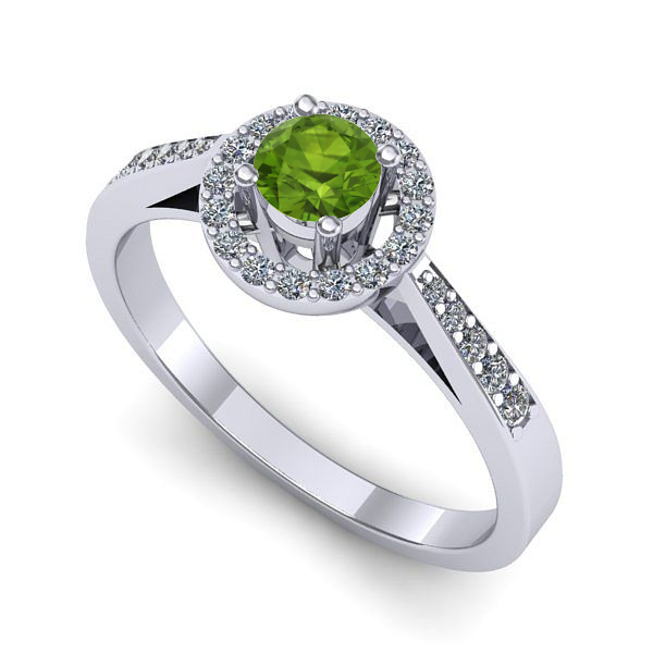 Inel din aur alb cu peridot