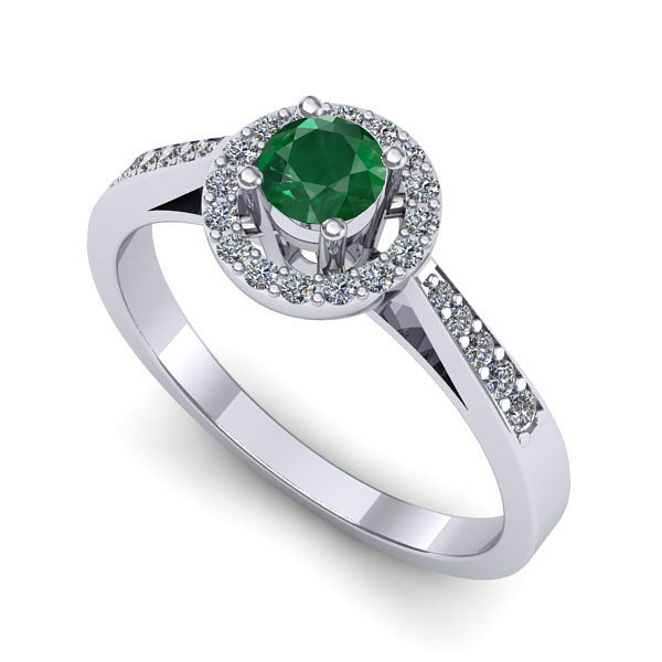 Inel de logodna din aur alb cu smarald