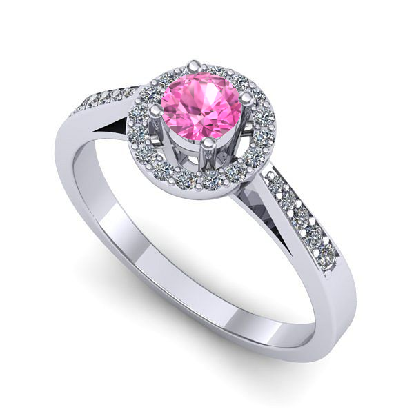 Inel din aur alb cu safir roz