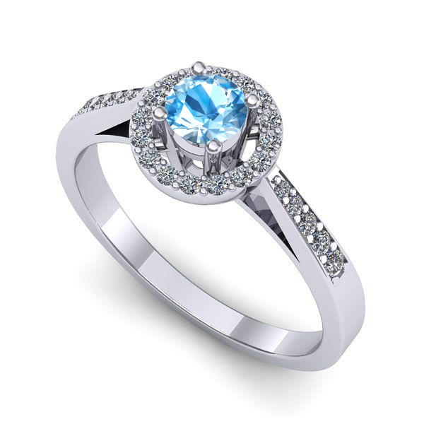 Inel logodna din aur alb cu topaz blue