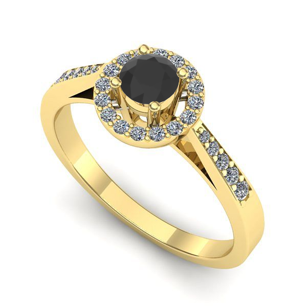 Inel logodna din aur galben cu diamant negru