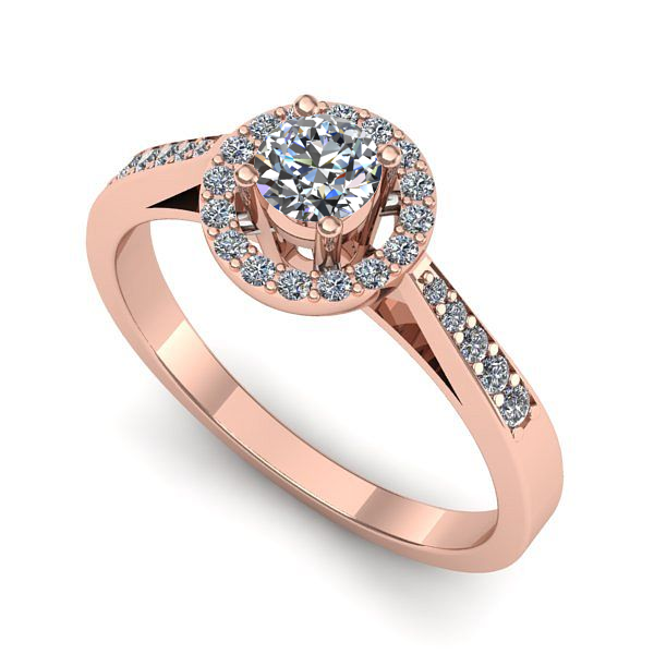 Inel de logodna din aur roz cu diamant