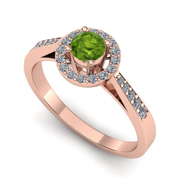 Inel logodna din aur roz cu peridot