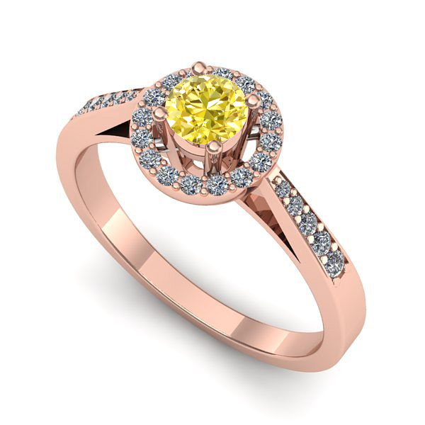 Inel din aur roz cu safir galben