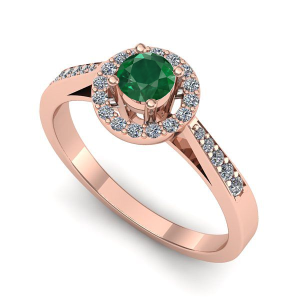 Inel din aur roz cu smarald