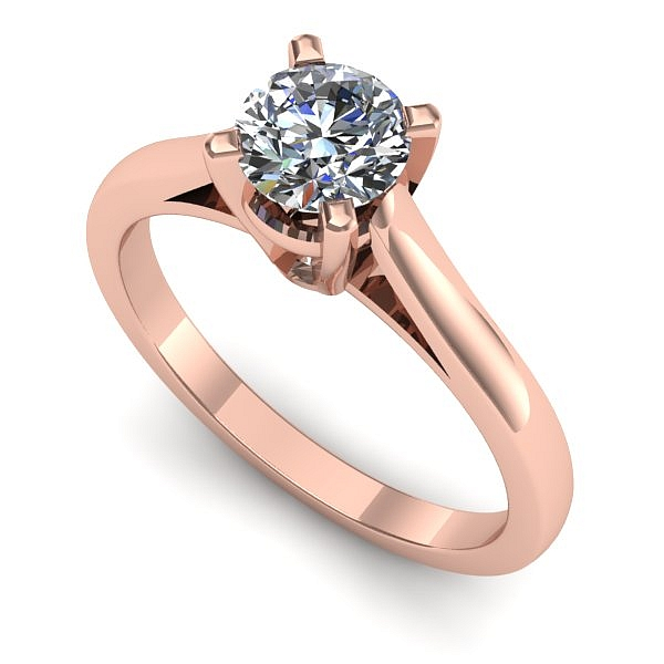 Inel de logodna din aur roz cu diamant