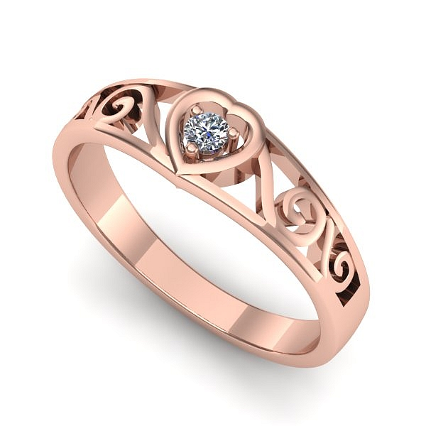 Inel de logodna din aur roz cu diamant