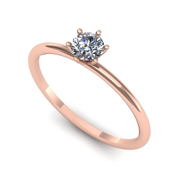 Inel logodna din aur roz cu diamant