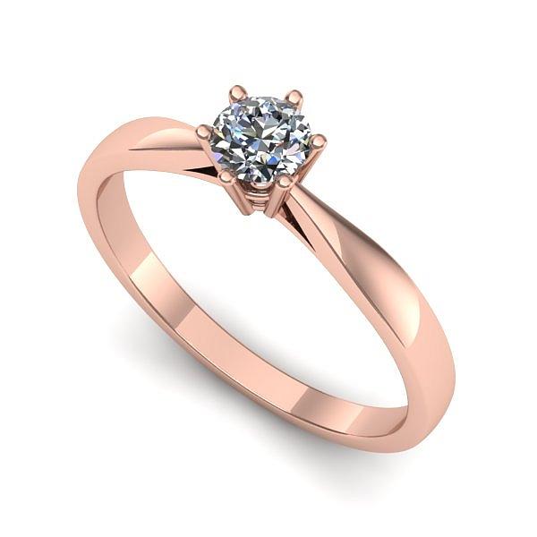 Inel logodna din aur roz cu diamant