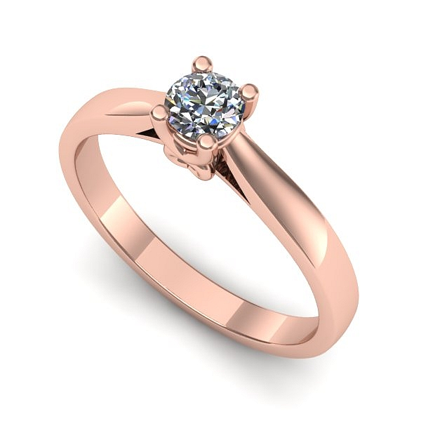 Inel de logodna din aur roz cu diamant