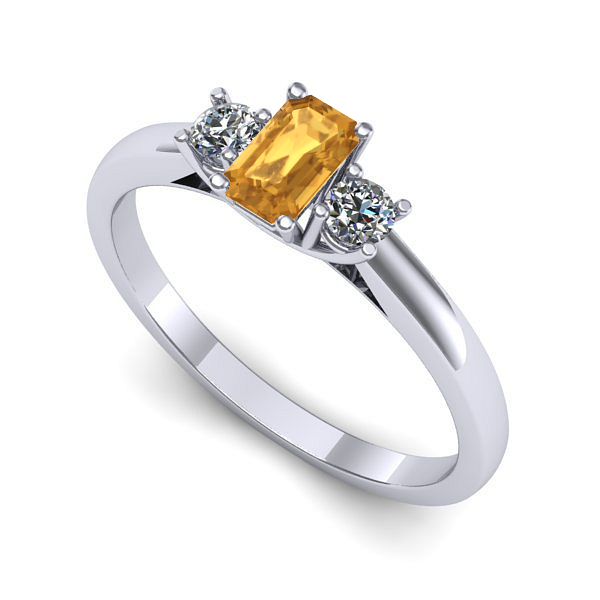 Inel de logodna din aur alb cu citrin