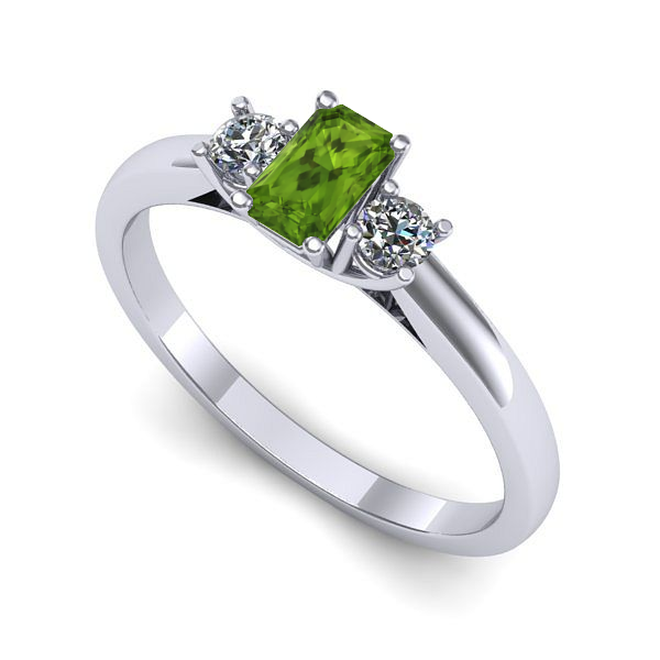 Inel de logodna din aur alb cu peridot