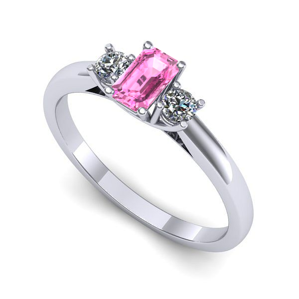 Inel din aur alb cu safir roz