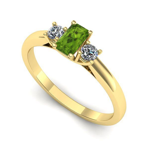 Inel logodna din aur galben cu peridot