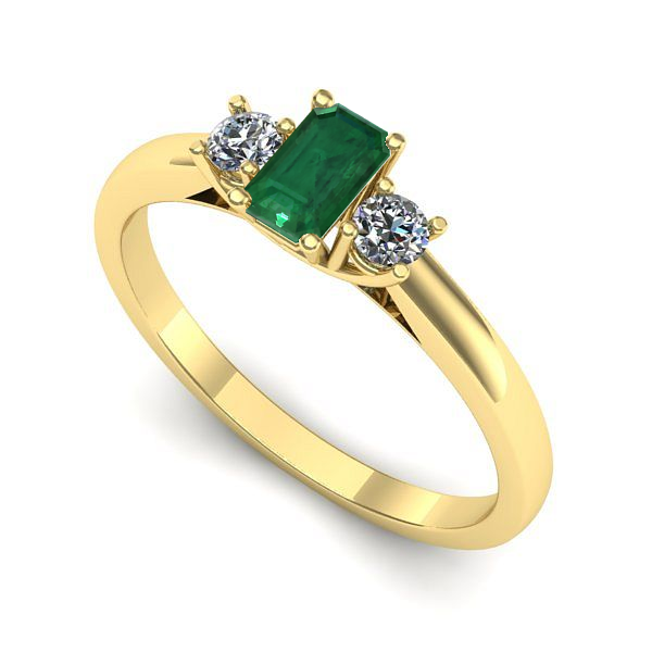 Inel de logodna din aur galben cu smarald