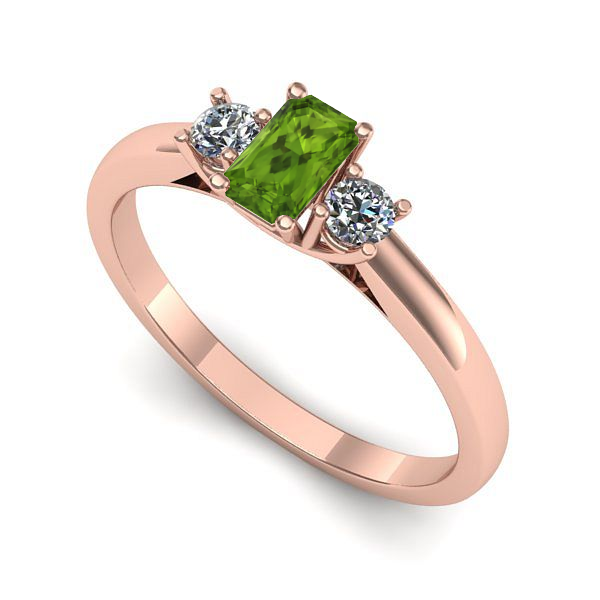 Inel din aur roz cu peridot