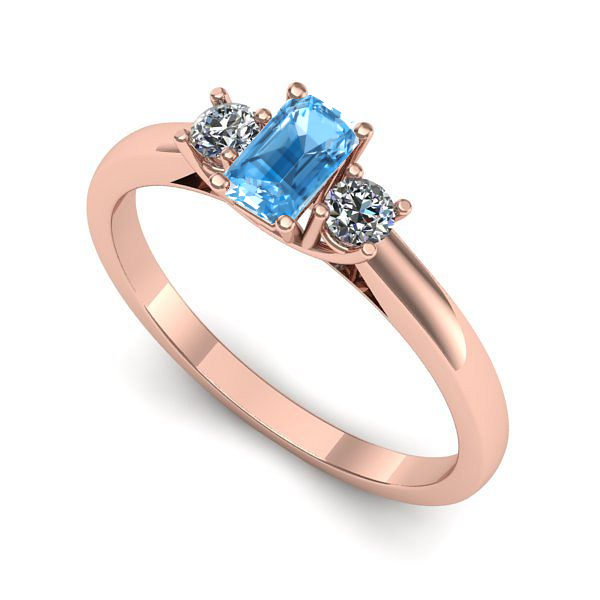 Inel logodna din aur roz cu topaz blue