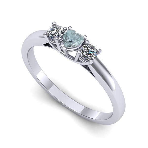 Inel de logodna din aur alb cu aquamarin