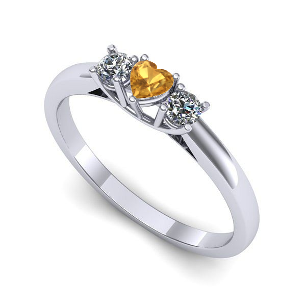 Inel din aur alb cu citrin