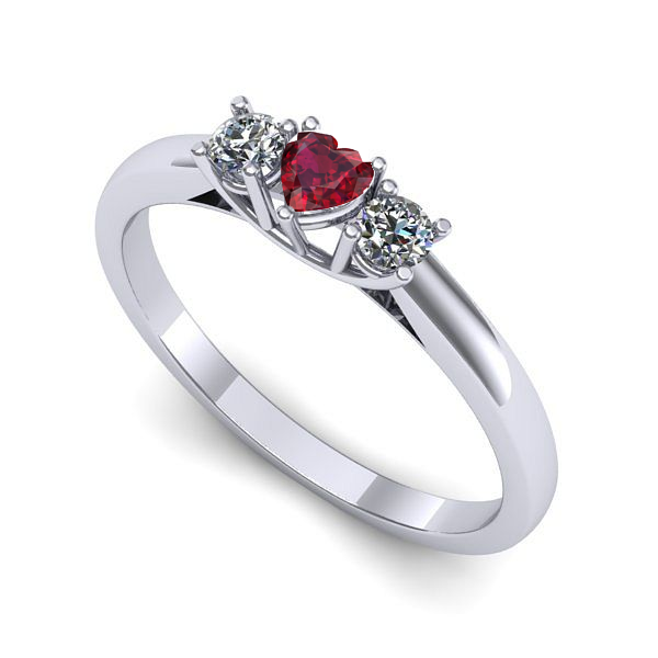 Inel logodna din aur alb cu rubin