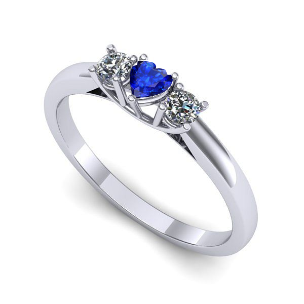 Inel de logodna din aur alb cu safir