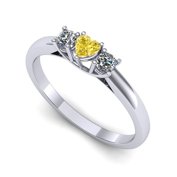 Inel de logodna din aur alb cu safir galben