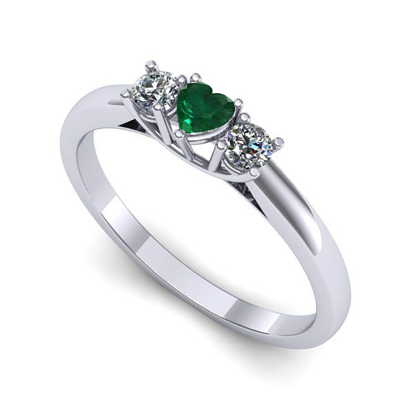 Inel din aur alb cu smarald