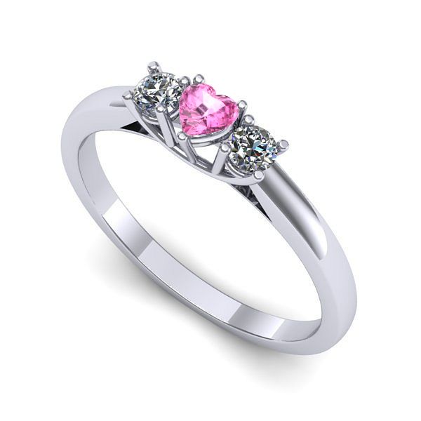 Inel de logodna din aur alb cu safir roz