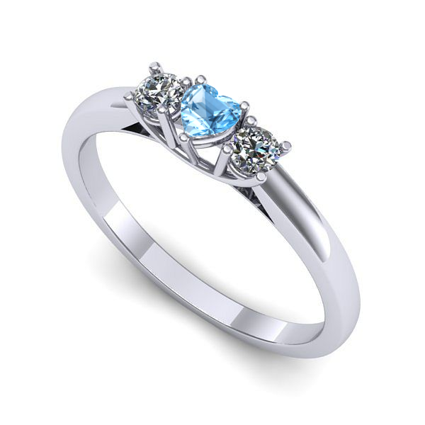 Inel logodna din aur alb cu topaz blue