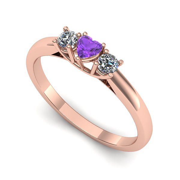 Inel din aur roz cu ametist