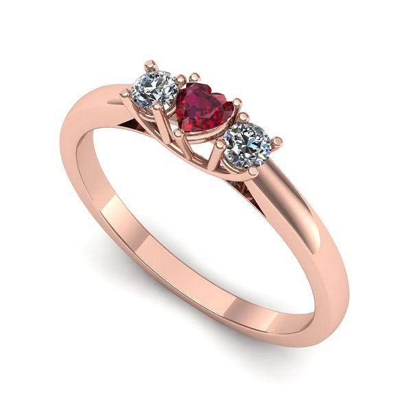 Inel din aur roz cu rubin