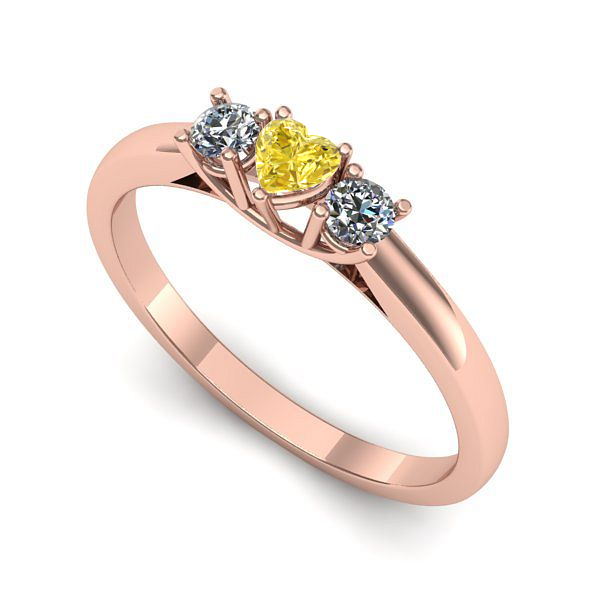 Inel din aur roz cu safir galben