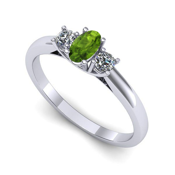 Inel logodna din aur alb cu peridot