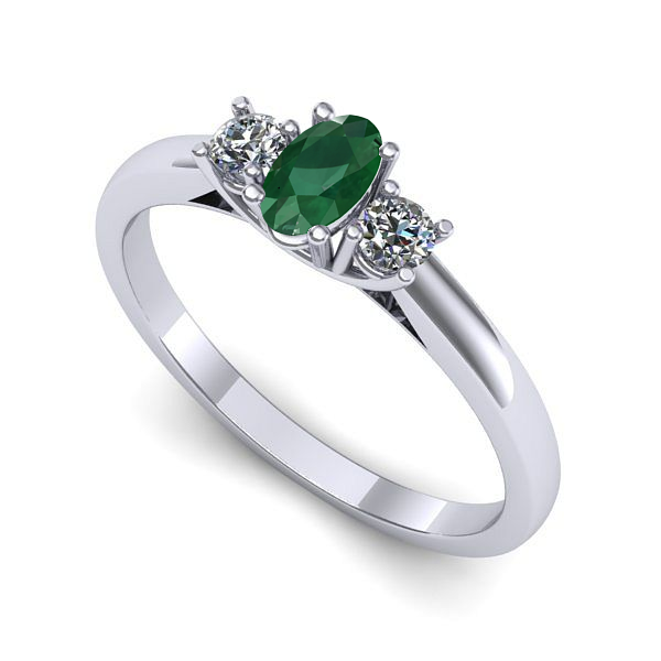 Inel de logodna din aur alb cu smarald