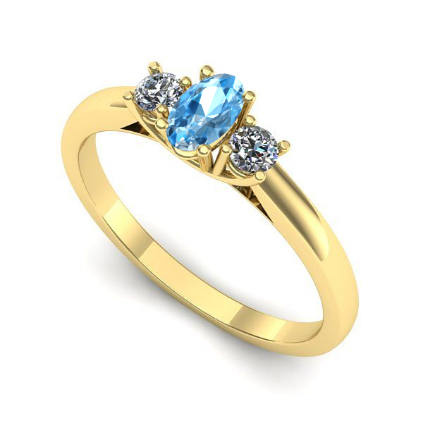 Inel logodna din aur galben cu topaz blue