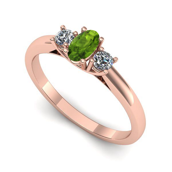 Inel din aur roz cu peridot