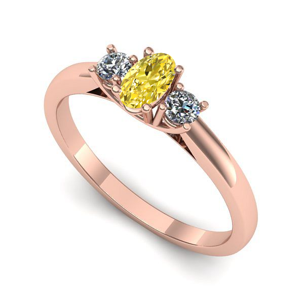 Inel din aur roz cu safir galben