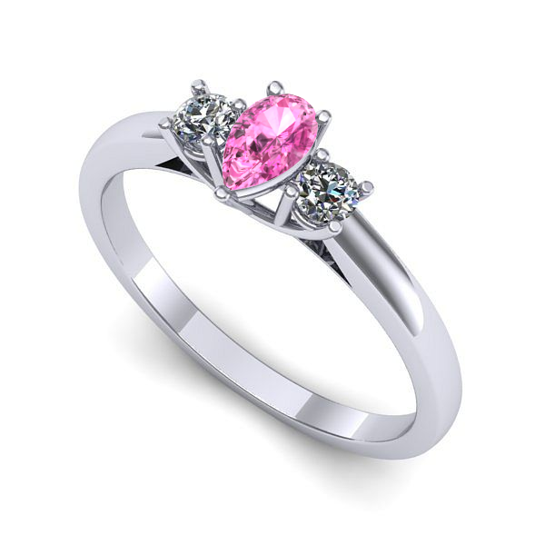 Inel de logodna din aur alb cu safir roz