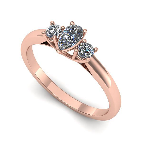 Inel logodna din aur roz cu safir alb