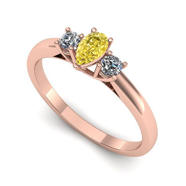 Inel de logodna din aur roz cu safir galben