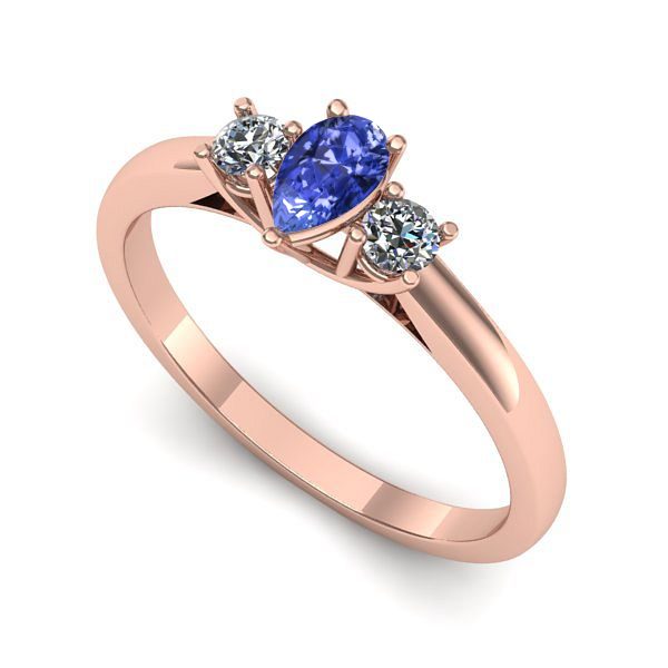 Inel logodna din aur roz cu tanzanit