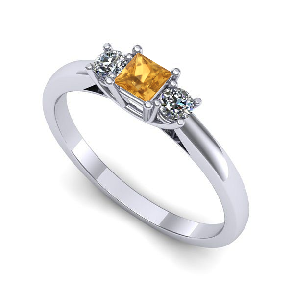 Inel din aur alb cu citrin